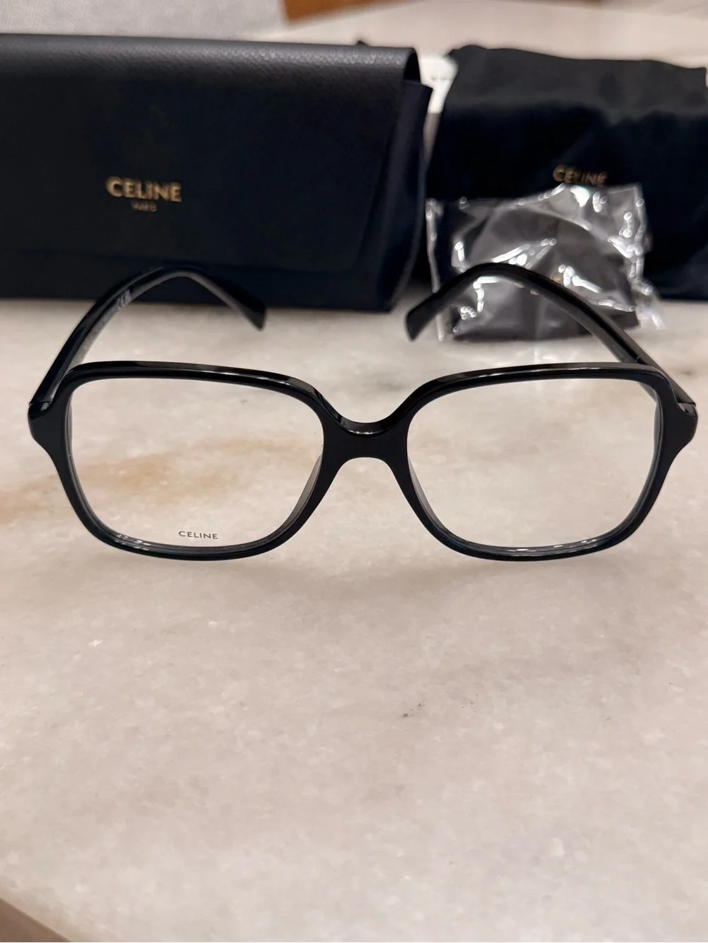 Celine Black Square Optical Glasses, no prescription- original lense